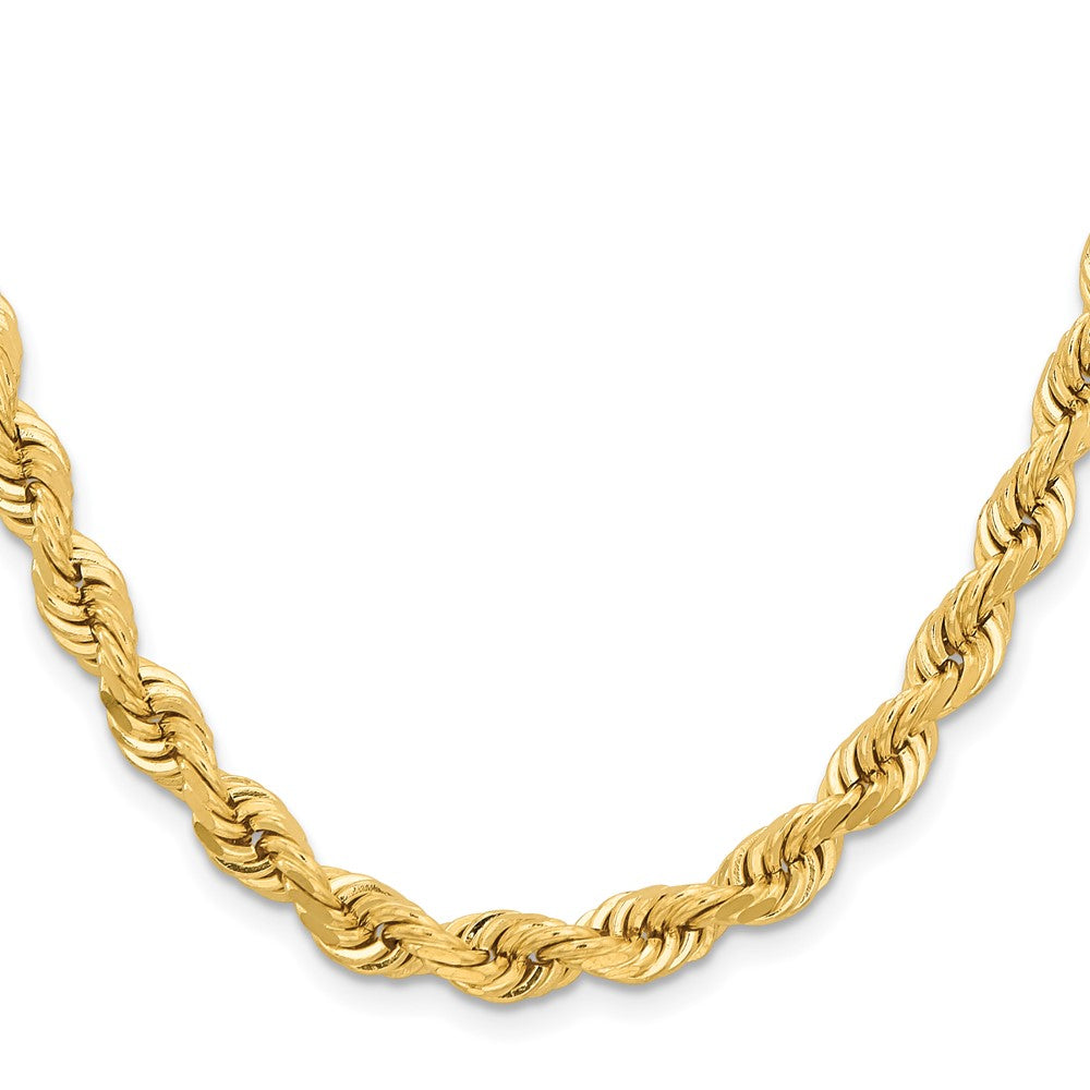 14k Yellow Gold 6.5 mm Diamond-cut Rope with Fancy Lobster Clasp Chain
