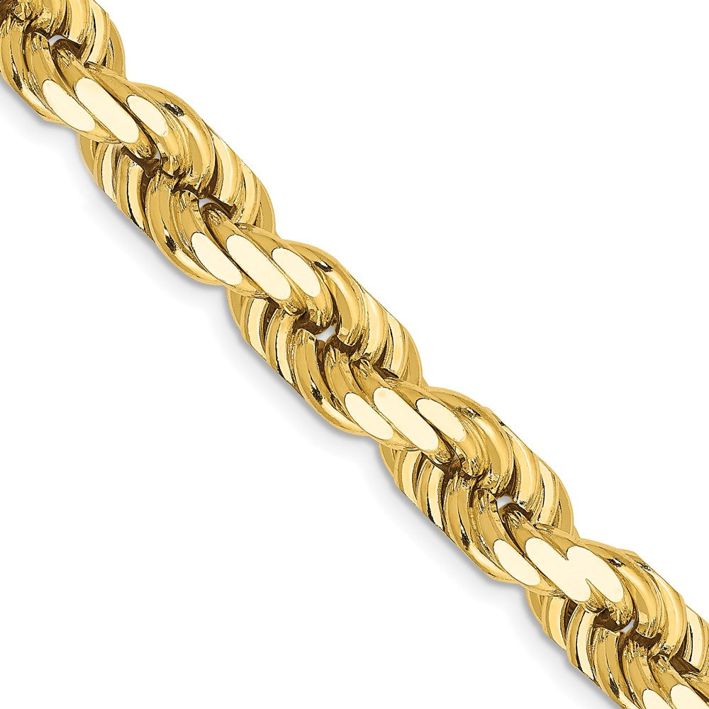 14k Yellow Gold 8 mm Diamond-cut Rope with Fancy Lobster Clasp Chain