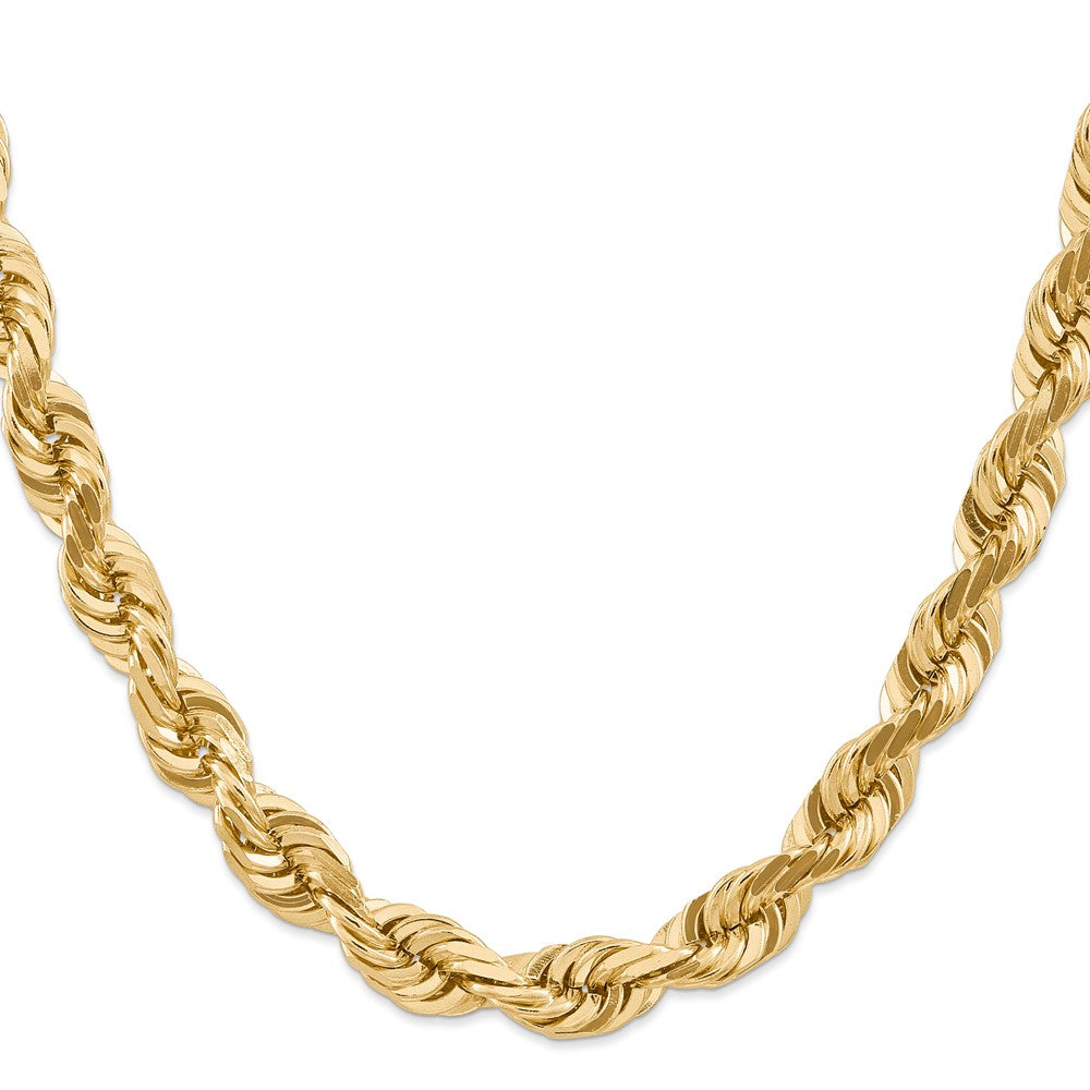 14k Yellow Gold 10 mm Diamond-cut Rope with Fancy Lobster Clasp Chain