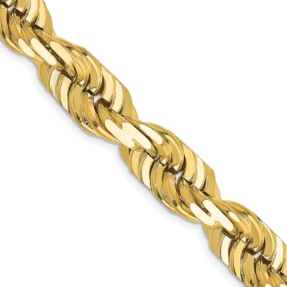 14k Yellow Gold 10 mm Diamond-cut Rope with Fancy Lobster Clasp Chain