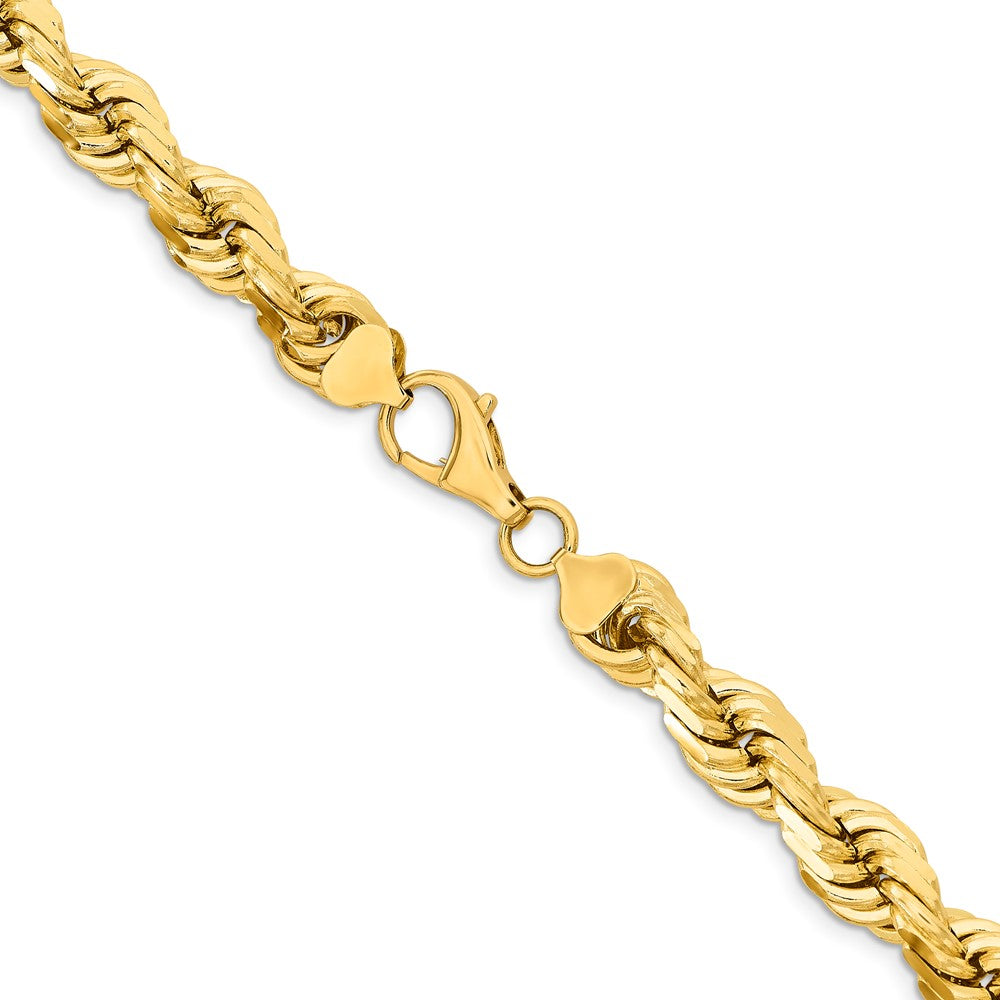 14k Yellow Gold 12 mm Diamond-cut Rope with Fancy Lobster Clasp Chain