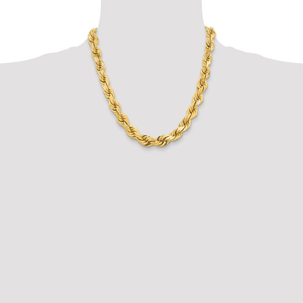 14k Yellow Gold 12 mm Diamond-cut Rope with Fancy Lobster Clasp Chain