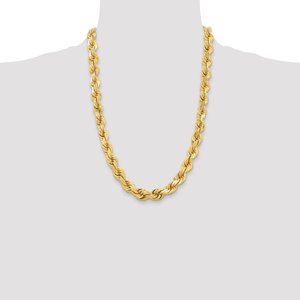 14k Yellow Gold 12 mm Diamond-cut Rope with Fancy Lobster Clasp Chain