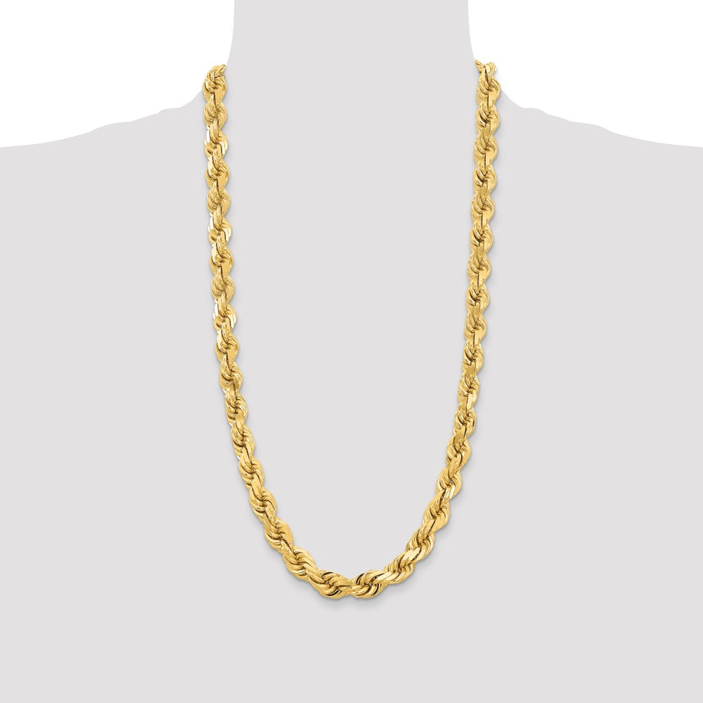 14k Yellow Gold 12 mm Diamond-cut Rope with Fancy Lobster Clasp Chain