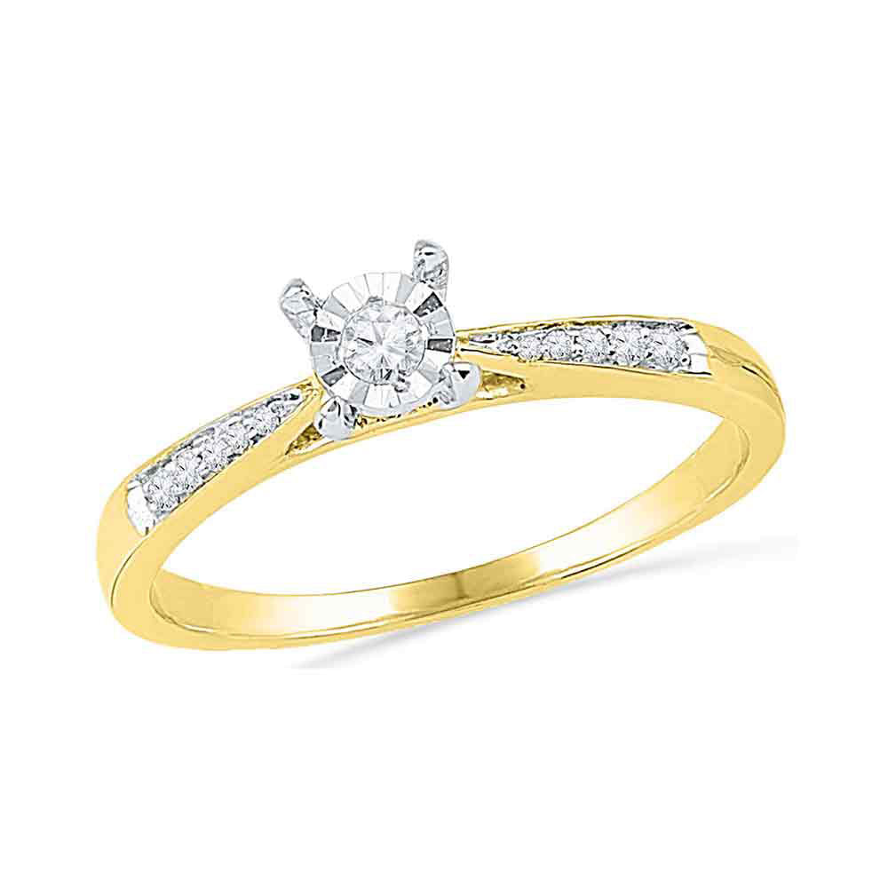 Gold Solitaire Bridal Wedding Engagement Ring 1/10 Cttw Round Natural Diamond Womens