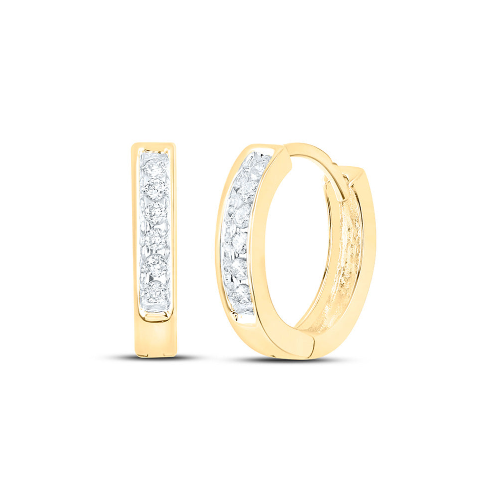 10kt Yellow Gold Womens Round Diamond Hoop Earrings 1/8 Cttw