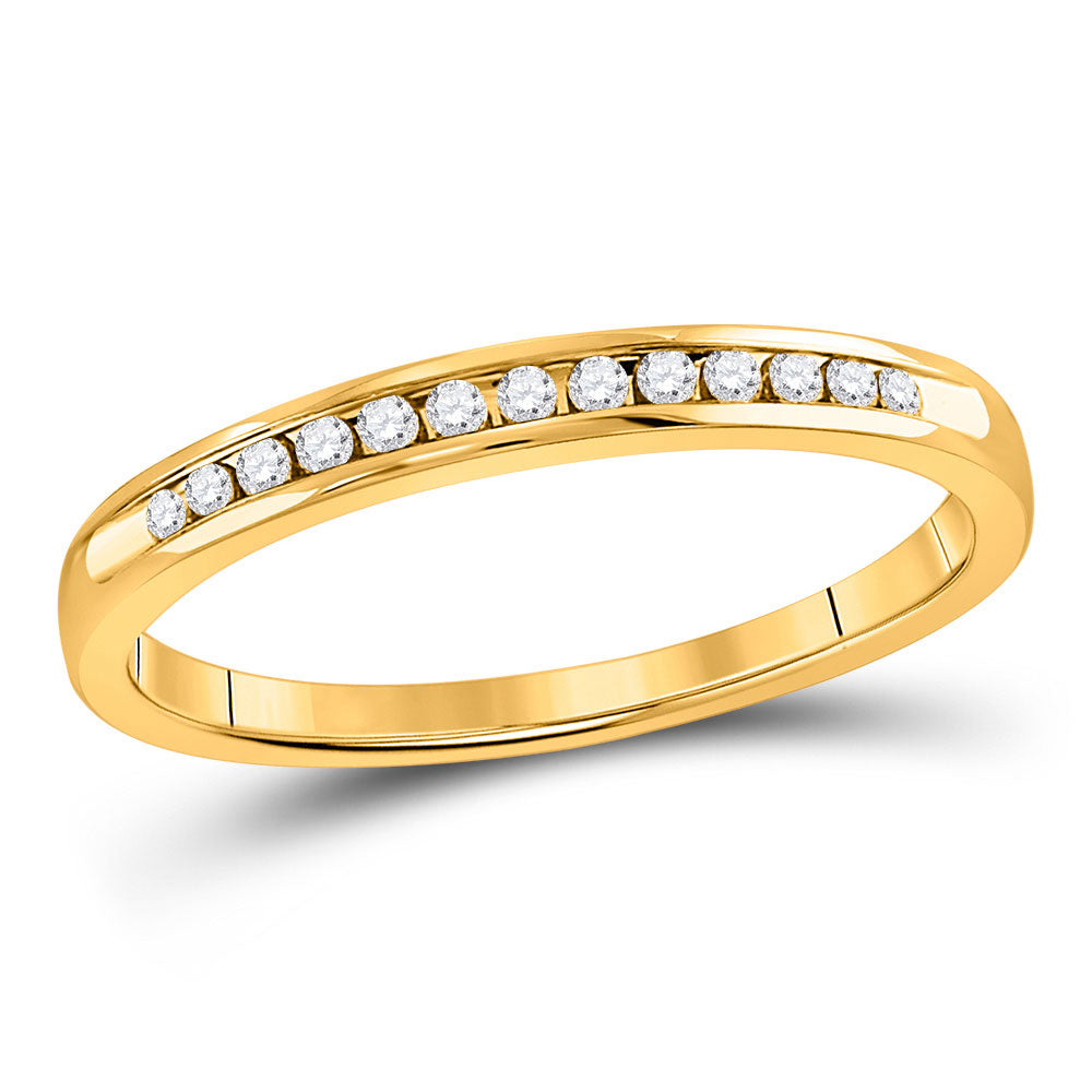 Gold Band Wedding Band 1/10 Cttw Round Natural Diamond Womens (1.57 grams)