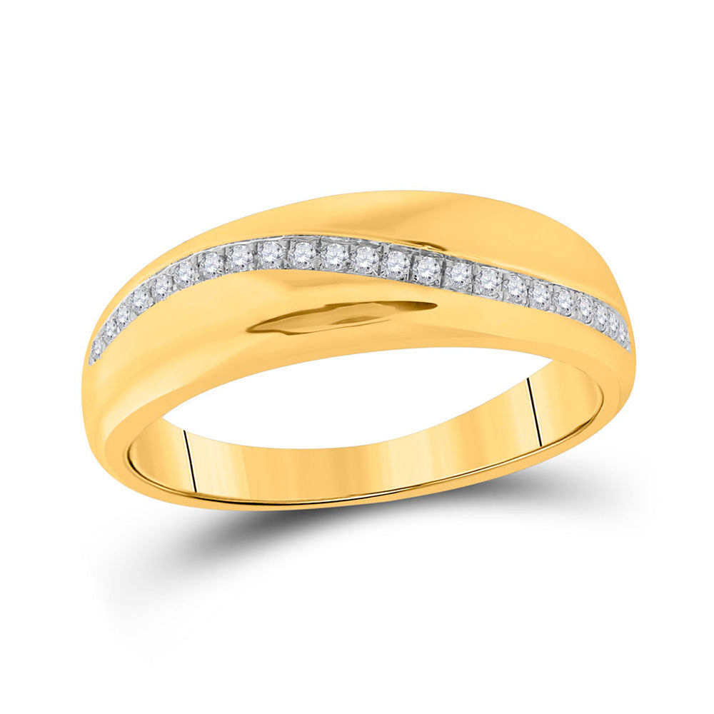 10kt Yellow Gold Mens Round Diamond Band Ring 1/6 Cttw
