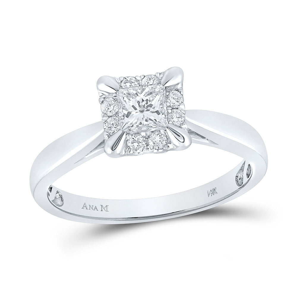 Gold Solitaire Princess Bridal Wedding Engagement Ring 1/2 Cttw Princess Natural Diamond Womens