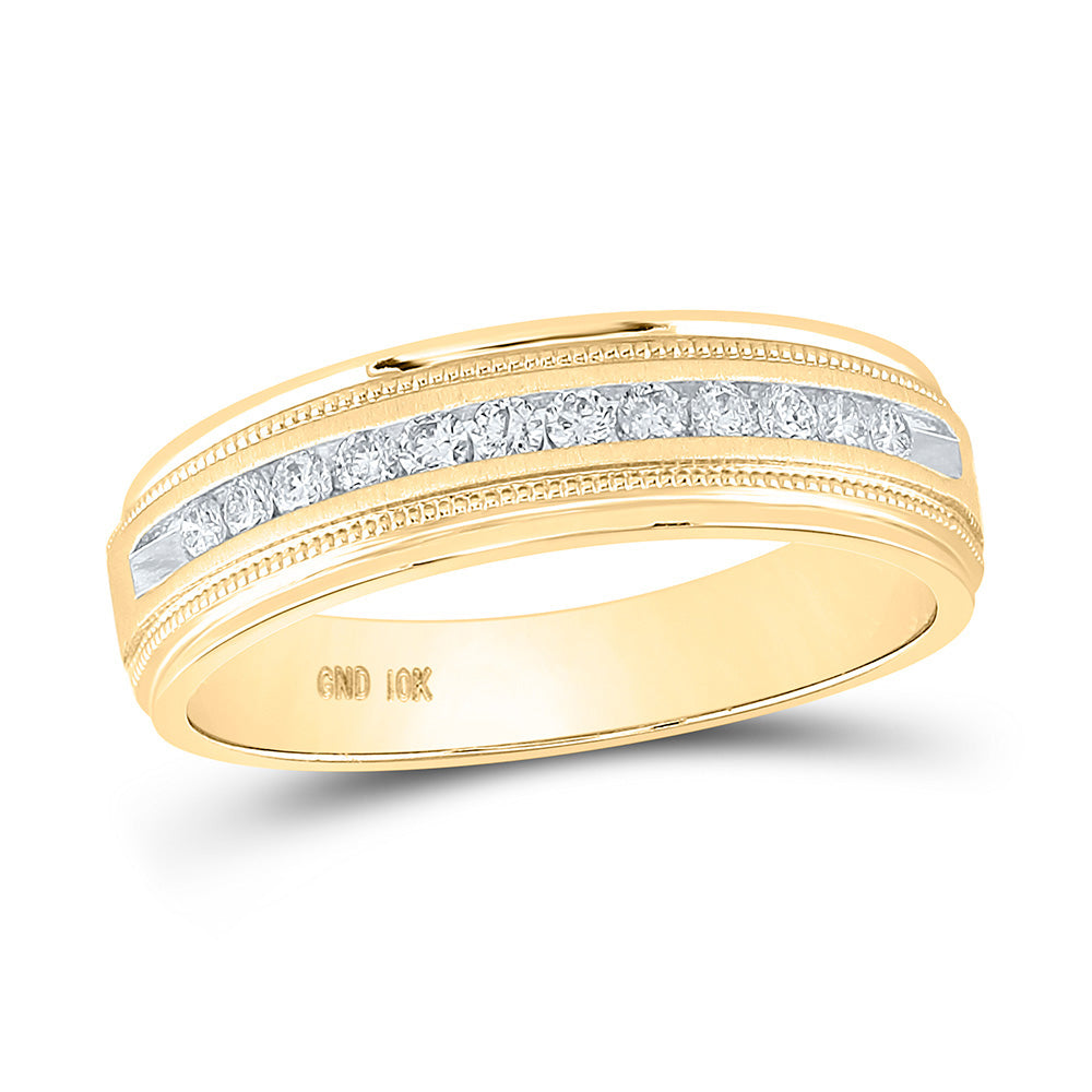 Gold Band Wedding Ring 1/4 Cttw Round Natural Diamond Mens (4.94 grams)