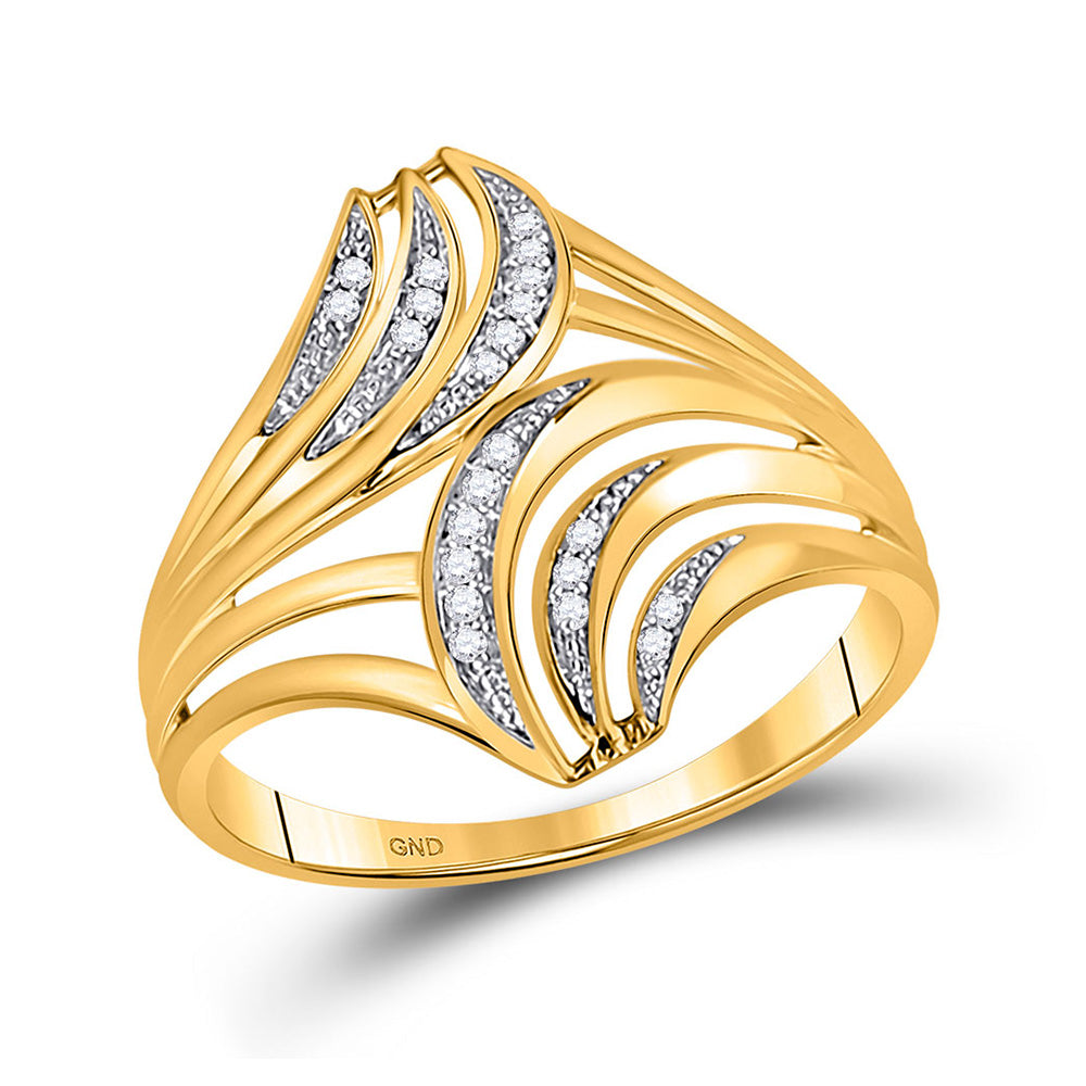 10kt Yellow Gold Womens Round Diamond Fashion Ring 1/20 Cttw