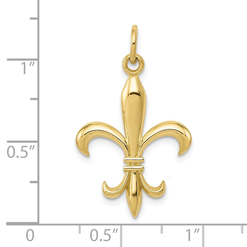 10k Yellow Gold 18 mm Hollow Fleur De Lis Charm Metal Mold (0.76 grams)