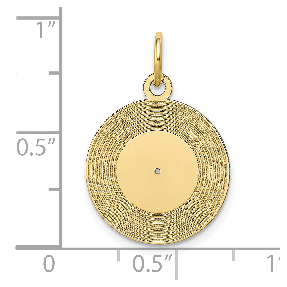 10k Yellow Gold 15 mm Record Album Charm (0.76 grams)