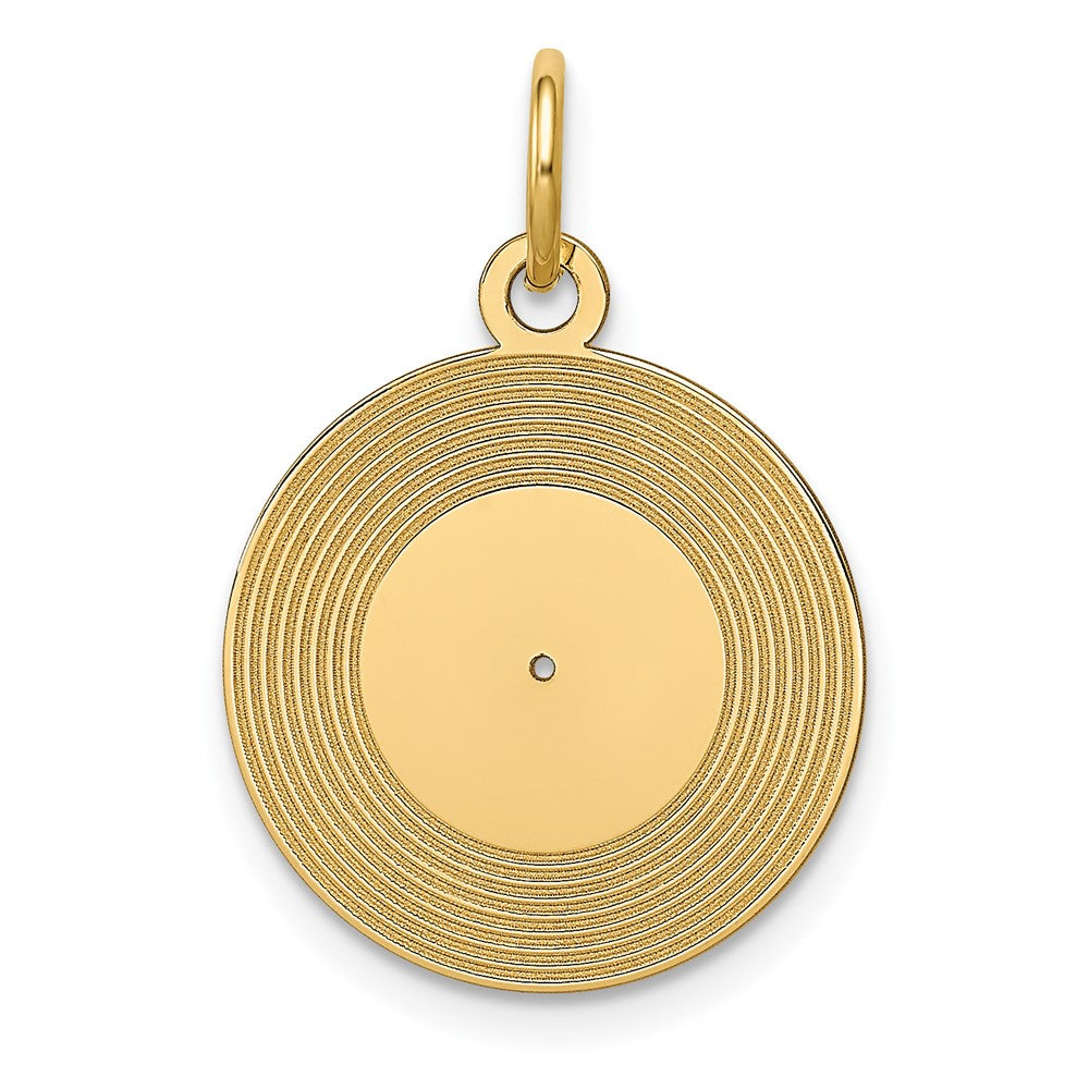 10k Yellow Gold 15 mm Record Album Charm (0.76 grams)