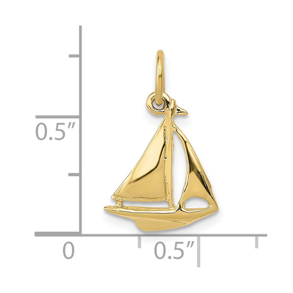 10k Yellow Gold 12 mm Sailboat Charm (0.84 grams)