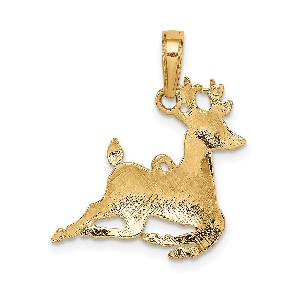 10k Yellow Gold 20 mm Polished Reindeer Pendant (0.85 grams)