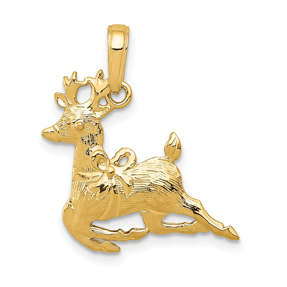 10k Yellow Gold 20 mm Polished Reindeer Pendant (0.85 grams)