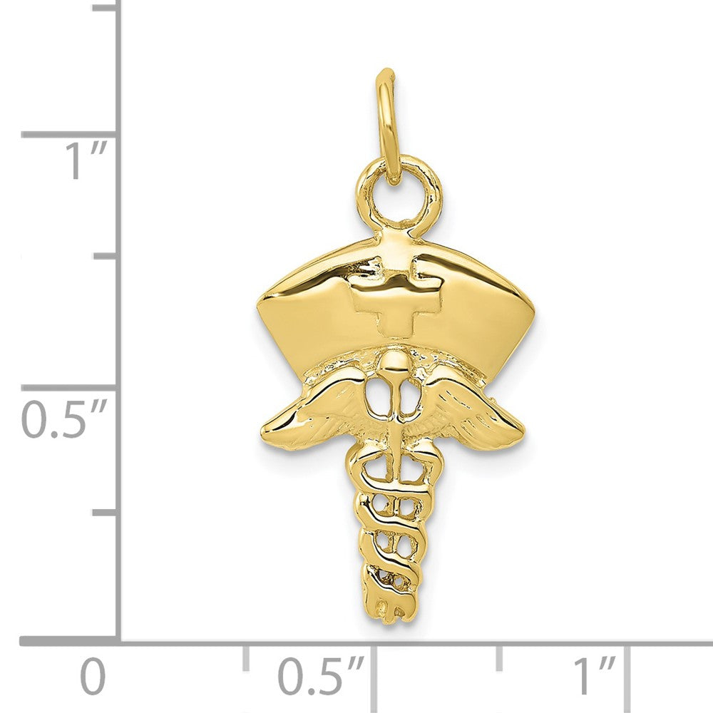 10k Yellow Gold 15 mm Nurse Symbol Charm (0.91 grams)