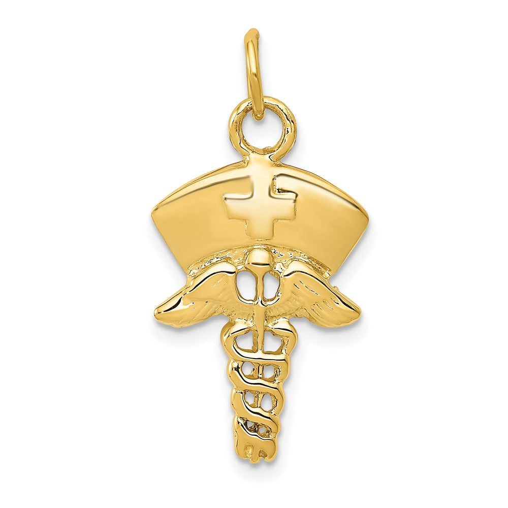 10k Yellow Gold 15 mm Nurse Symbol Charm (0.91 grams)