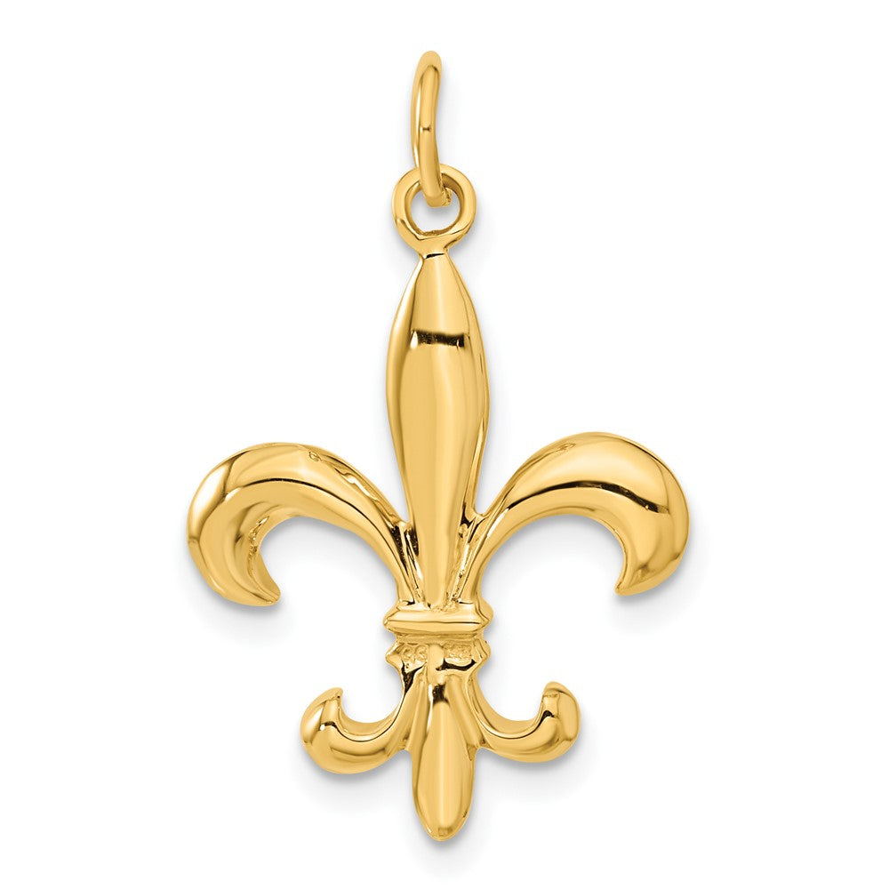 10k Yellow Gold 20 mm Solid Fleur de Lis 3-D Charm (3.06 grams)