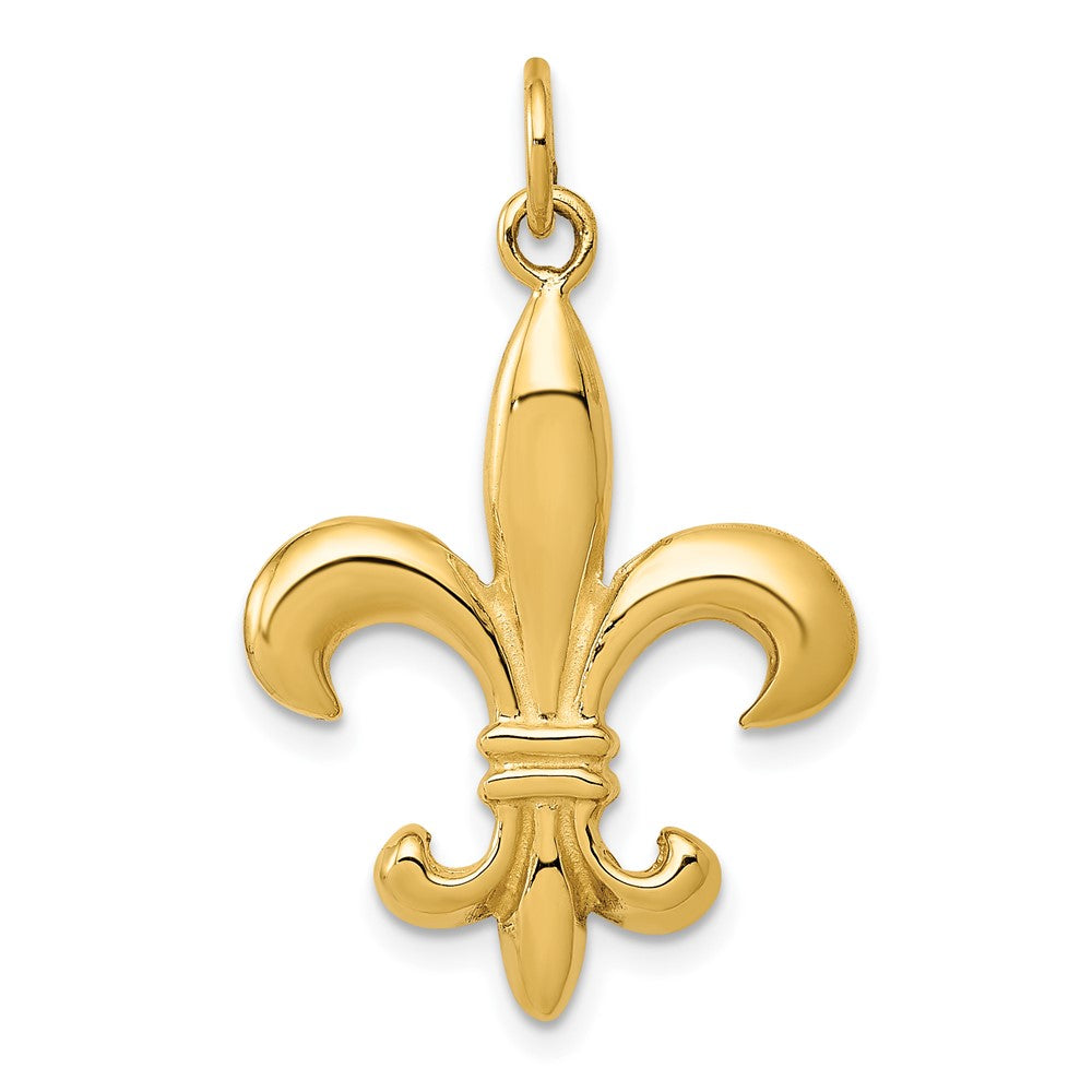 10k Yellow Gold 20 mm Solid Fleur de Lis 3-D Charm (3.06 grams)