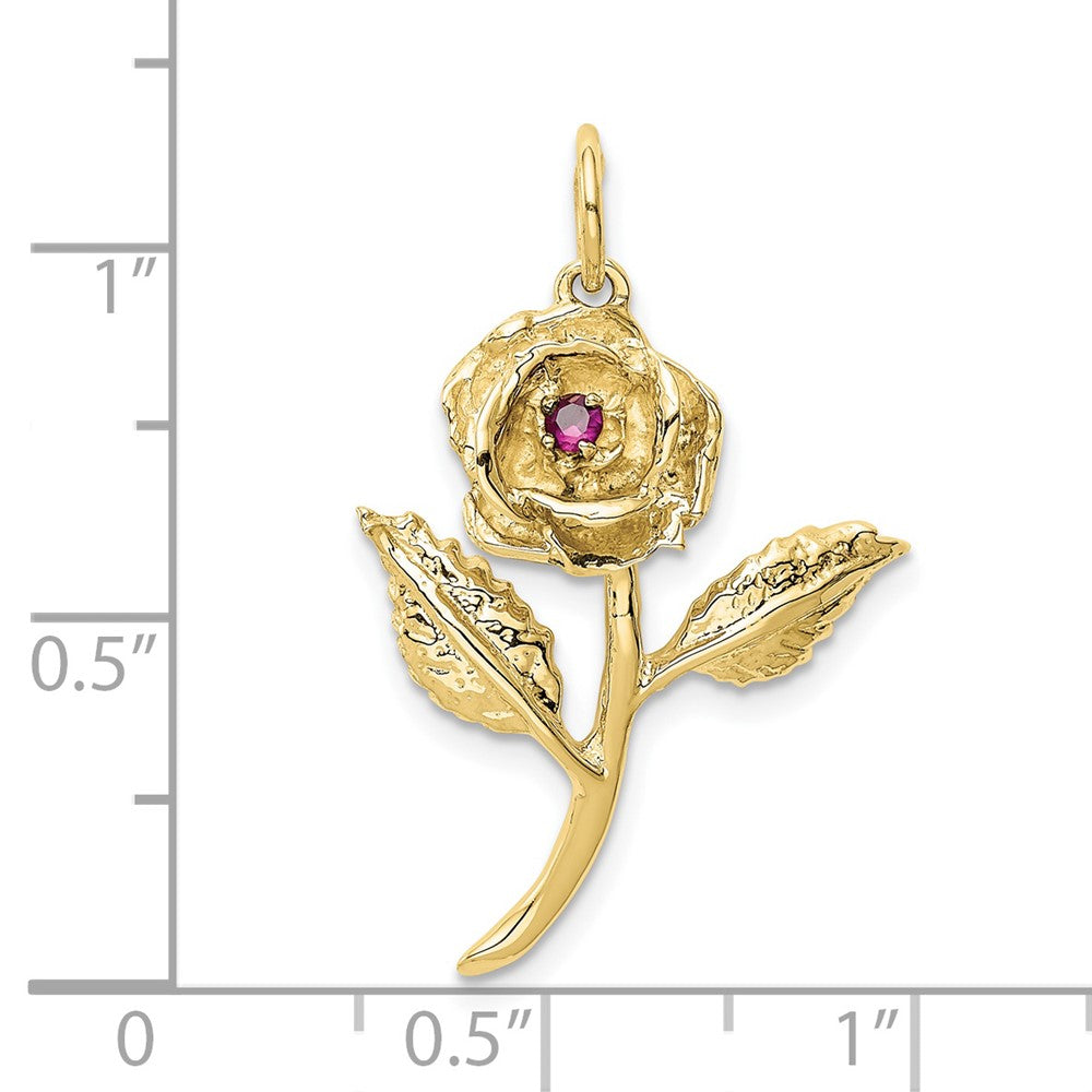 10k Yellow Gold 20 mm CZ Cubic Zirconia Rose Charm (2.74 grams)