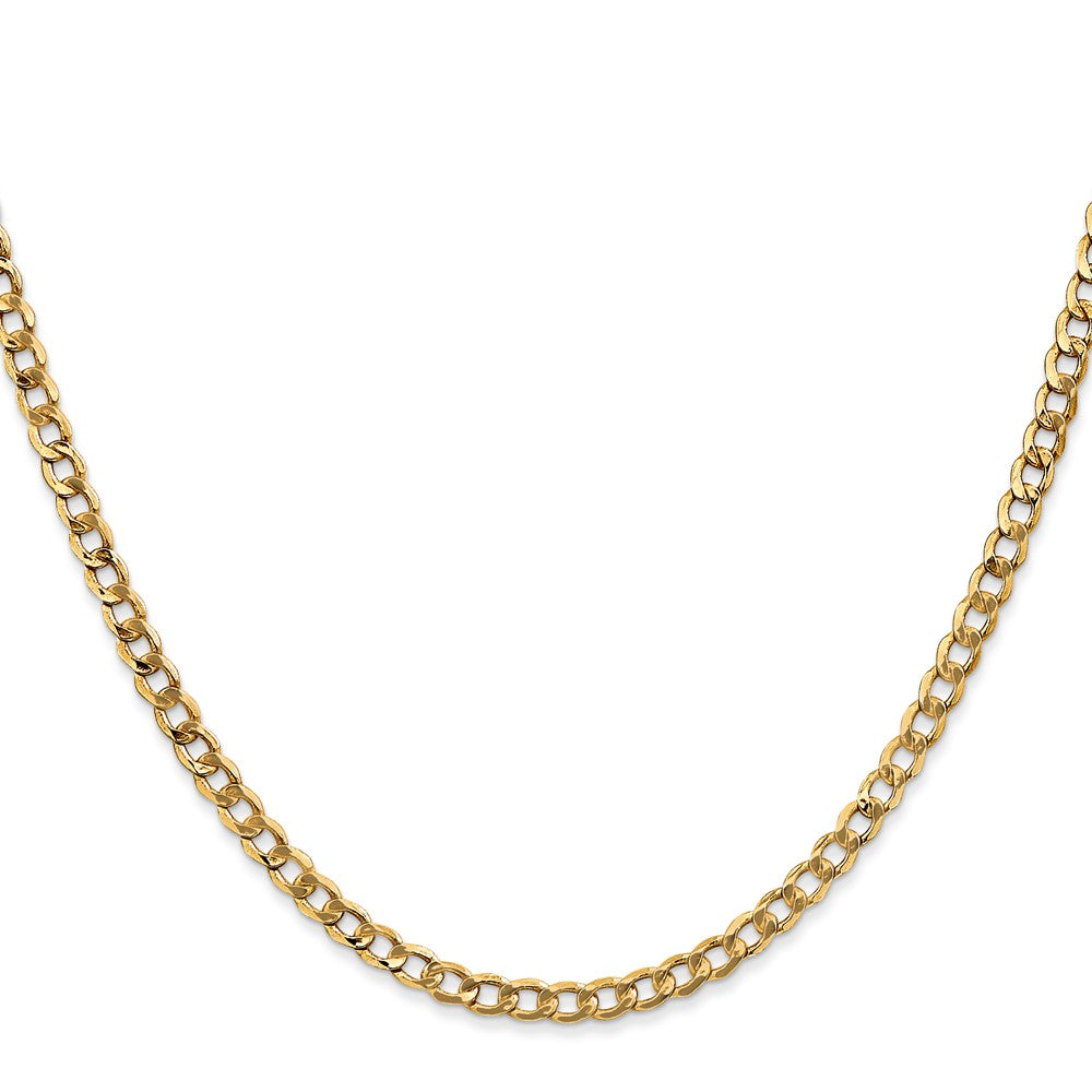 10k Yellow Gold 3.35 mm Semi-Solid Curb Link Chain