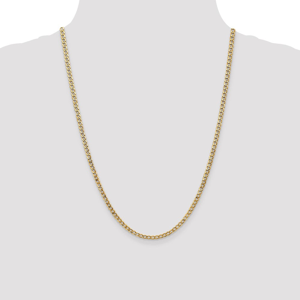 10k Yellow Gold 3.35 mm Semi-Solid Curb Link Chain