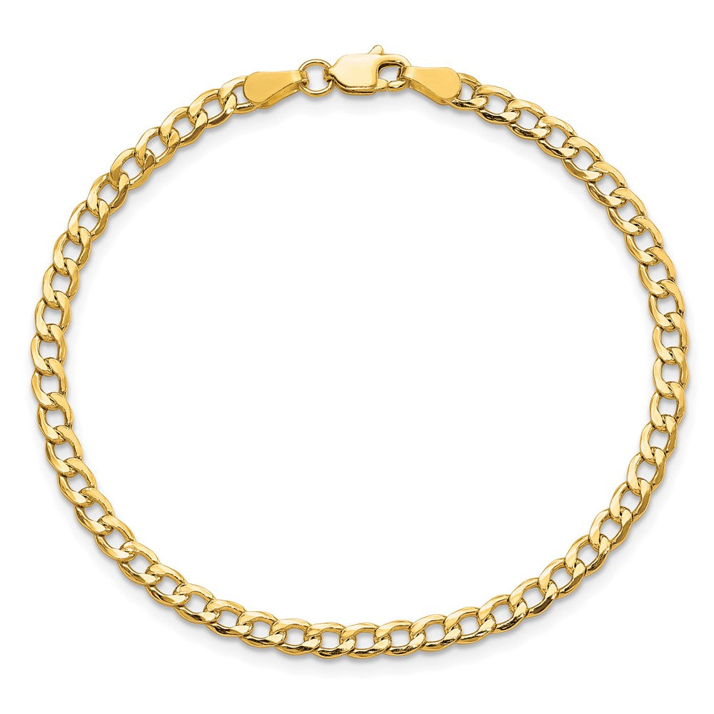 10k Yellow Gold 3.35 mm Semi-Solid Curb Link Bracelet (1.46 grams)