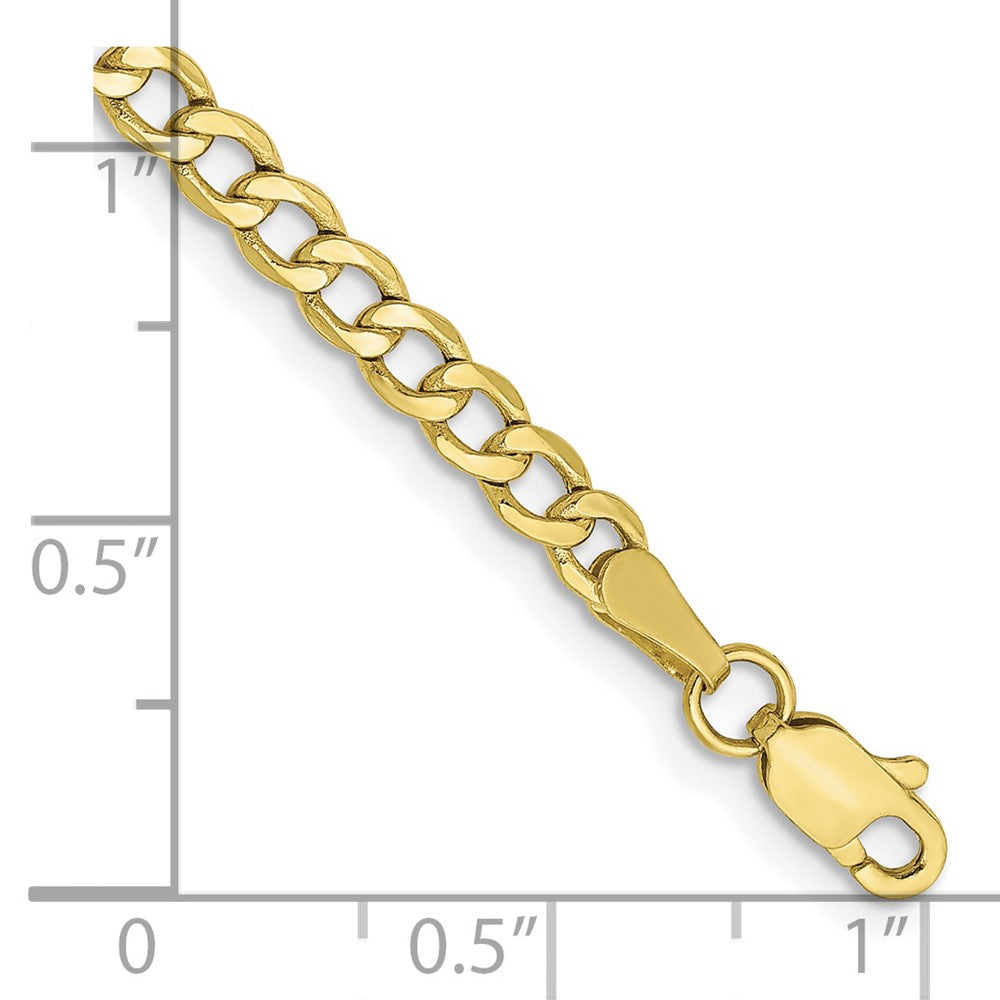 10k Yellow Gold 3.35 mm Semi-Solid Curb Link Bracelet (1.46 grams)