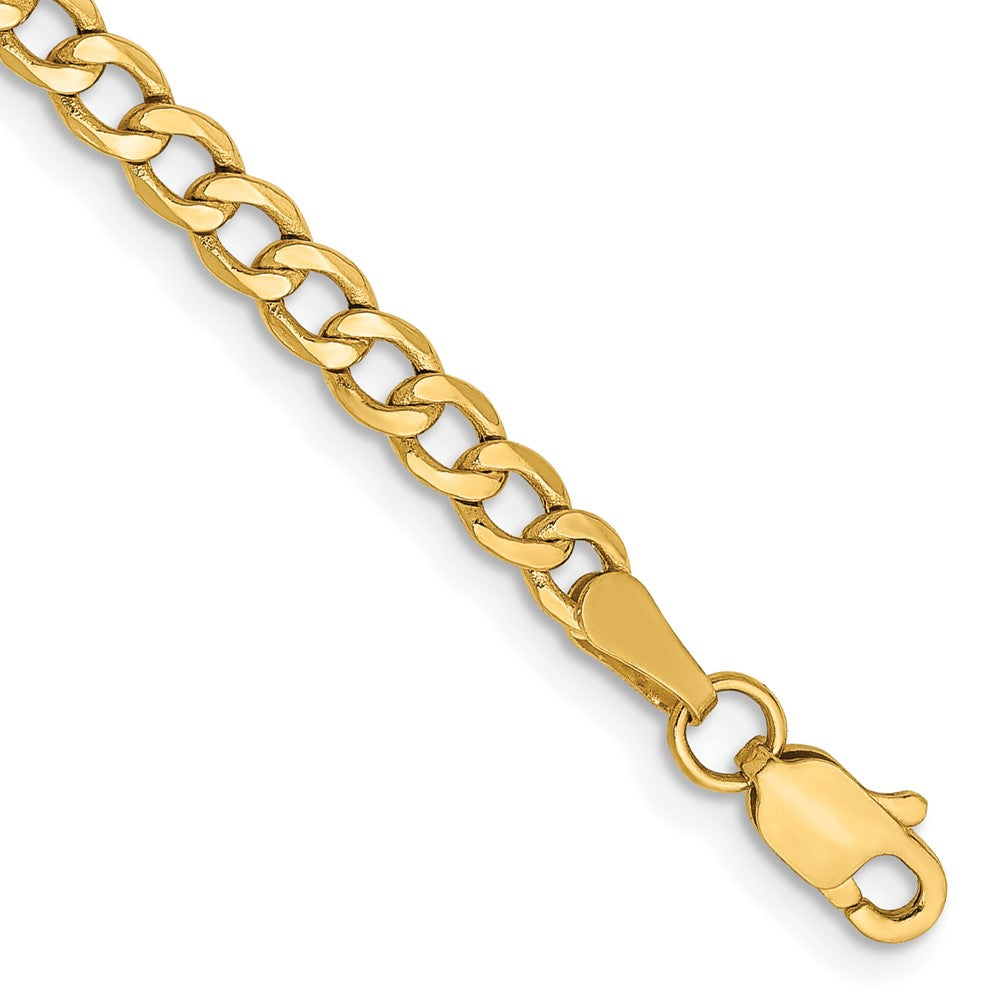 10k Yellow Gold 3.35 mm Semi-Solid Curb Link Bracelet (1.46 grams)