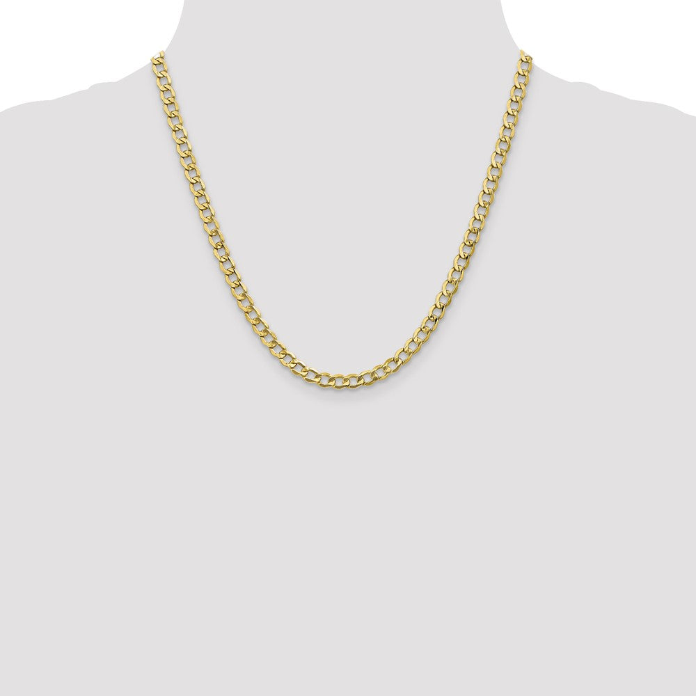 10k Yellow Gold 5.25 mm Semi-Solid Curb Link Chain