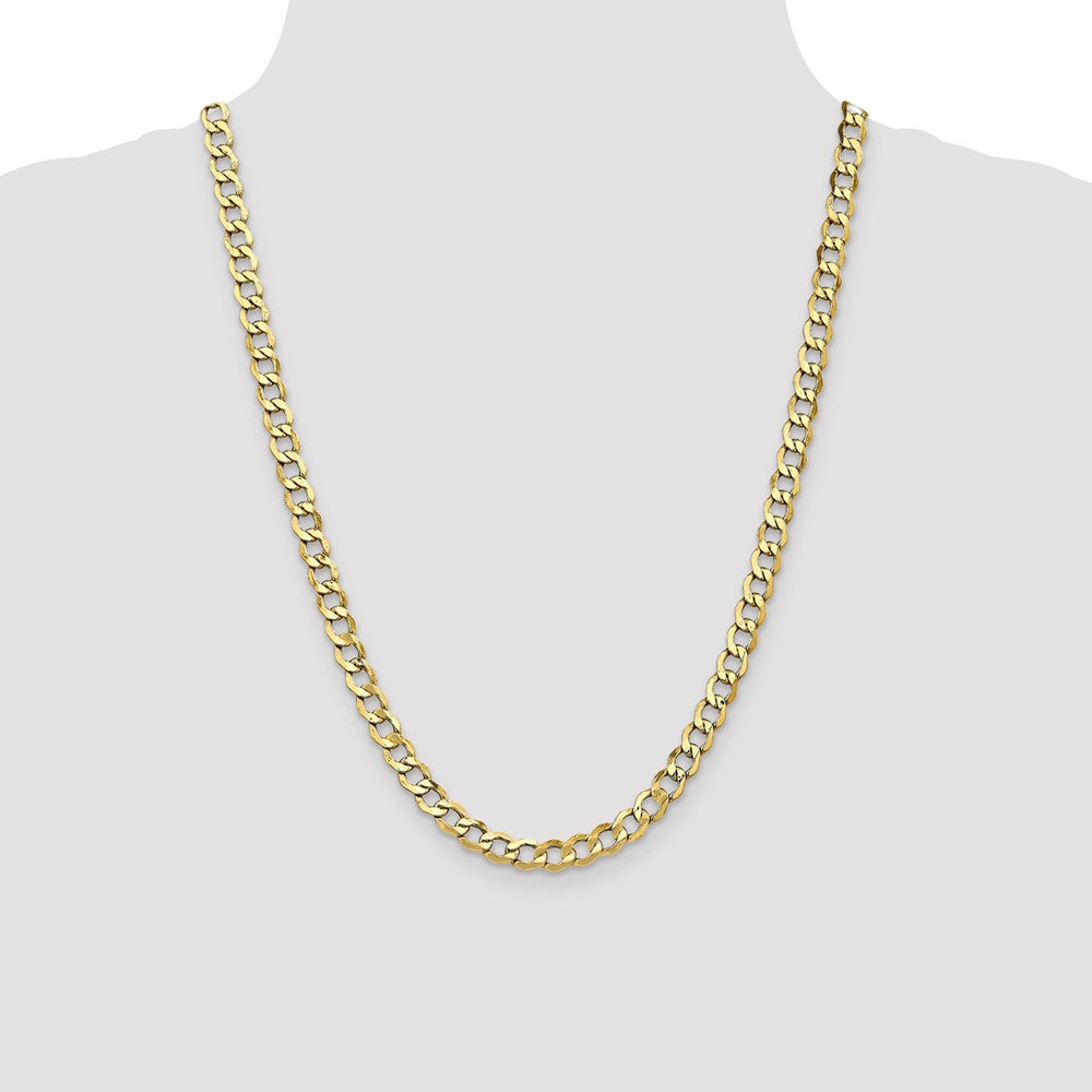 10k Yellow Gold 6.5 mm Semi-Solid Curb Link Chain