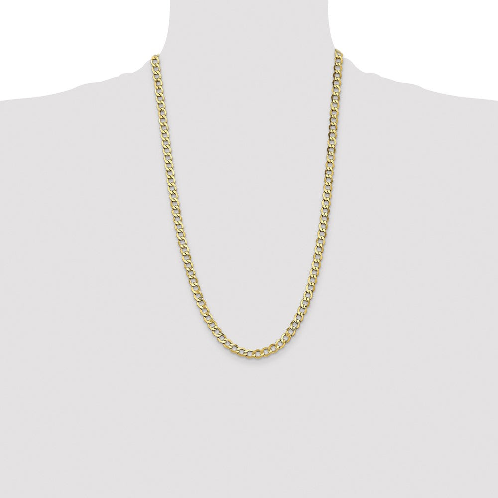 10k Yellow Gold 6.5 mm Semi-Solid Curb Link Chain