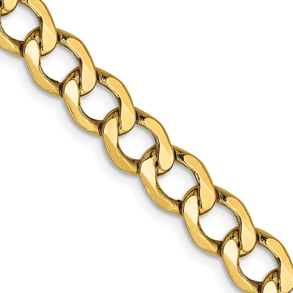 10k Yellow Gold 6.5 mm Semi-Solid Curb Link Chain