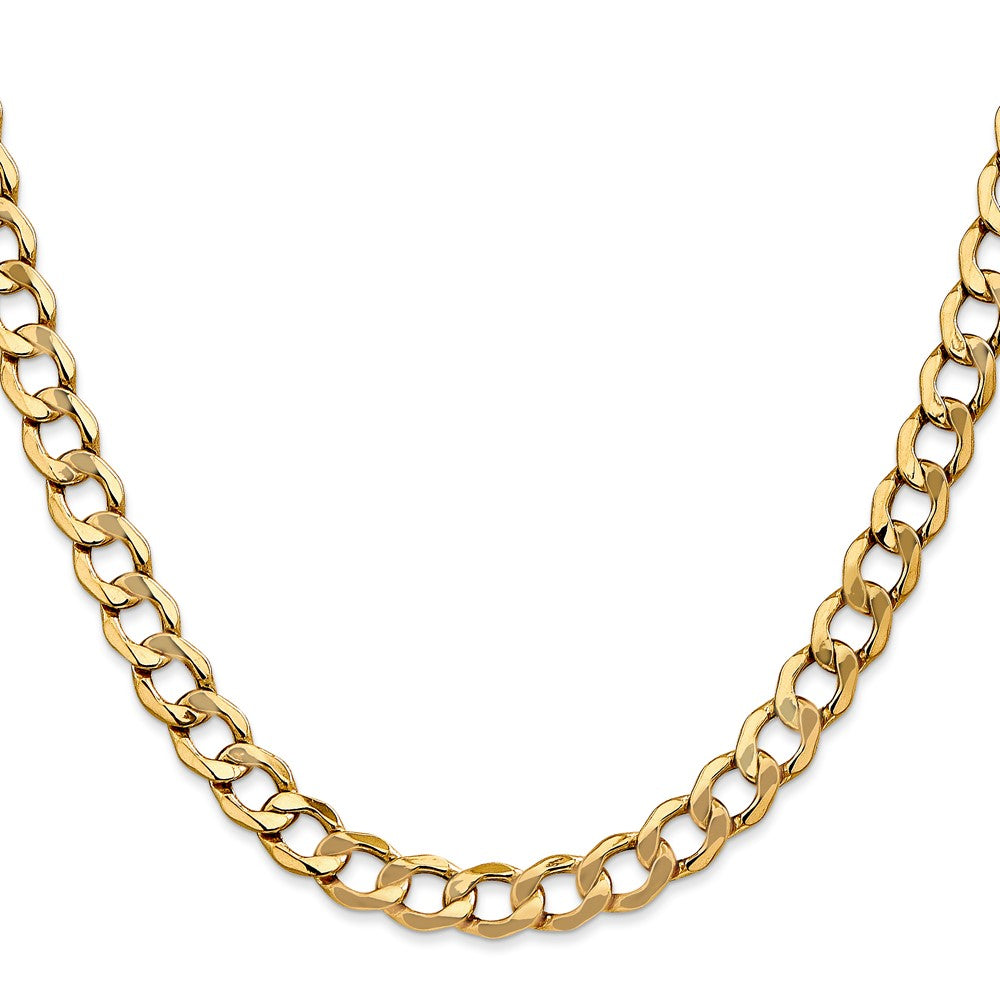 10k Yellow Gold 7 mm Semi-Solid Curb Link Chain