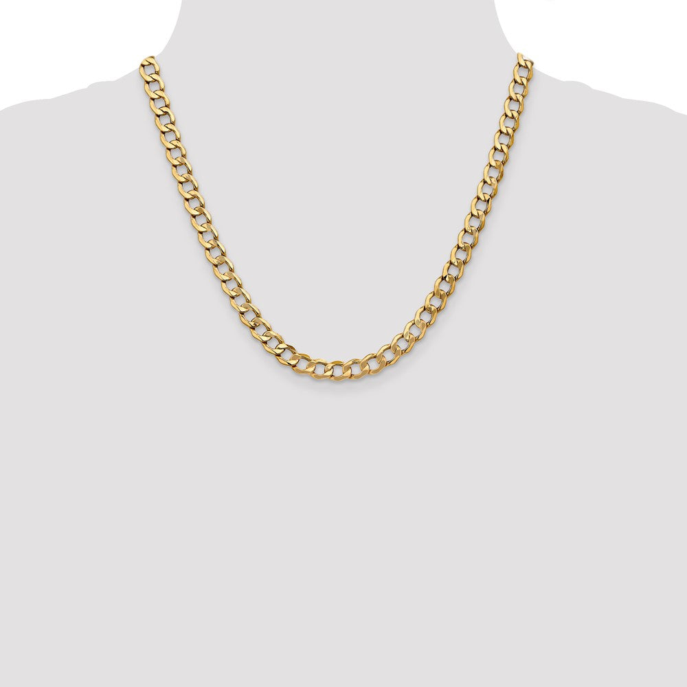 10k Yellow Gold 7 mm Semi-Solid Curb Link Chain