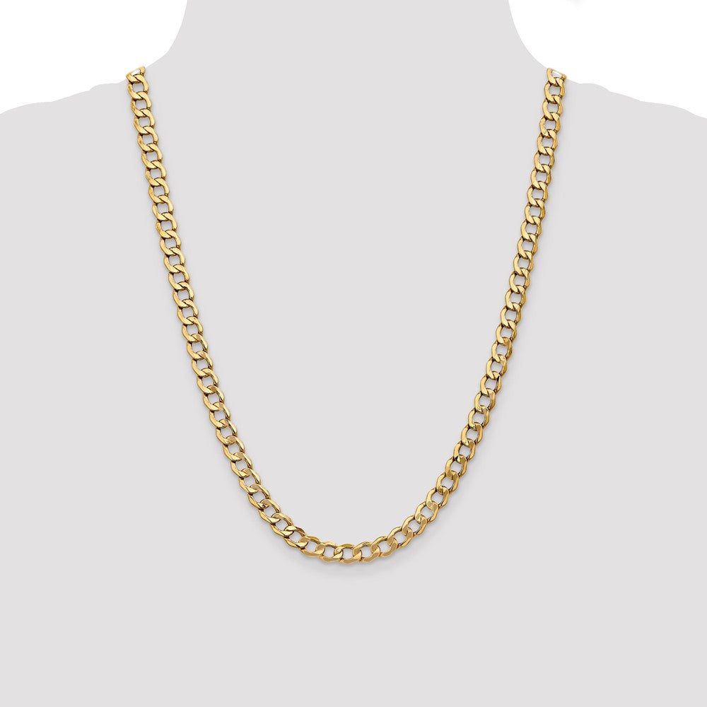 10k Yellow Gold 7 mm Semi-Solid Curb Link Chain