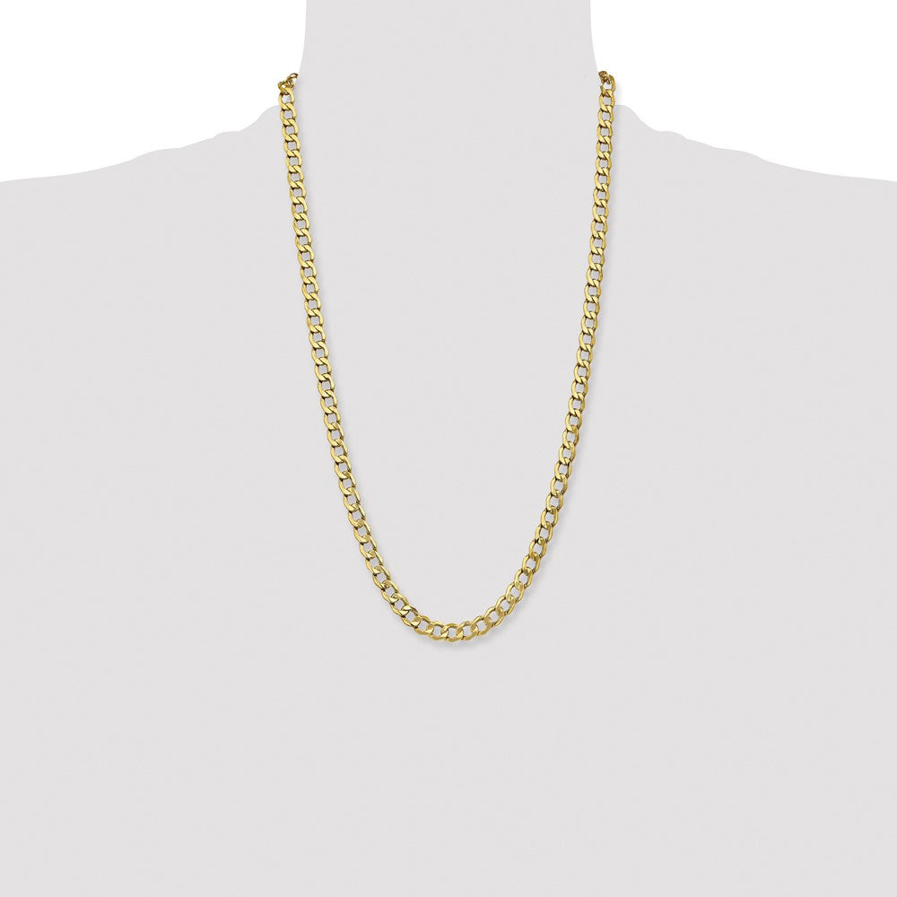 10k Yellow Gold 7 mm Semi-Solid Curb Link Chain