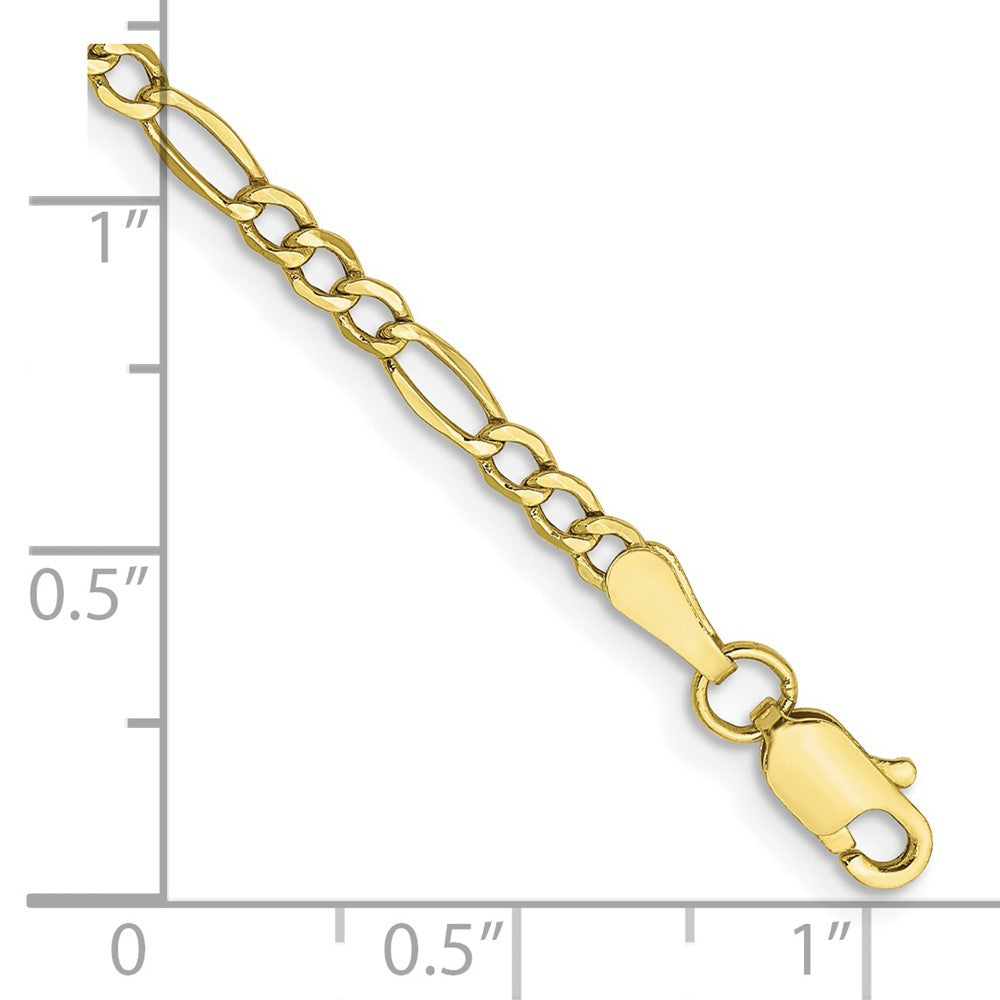 10k Yellow Gold 2.5 mm Semi-Solid Figaro Chain Anklet (1.19 grams)