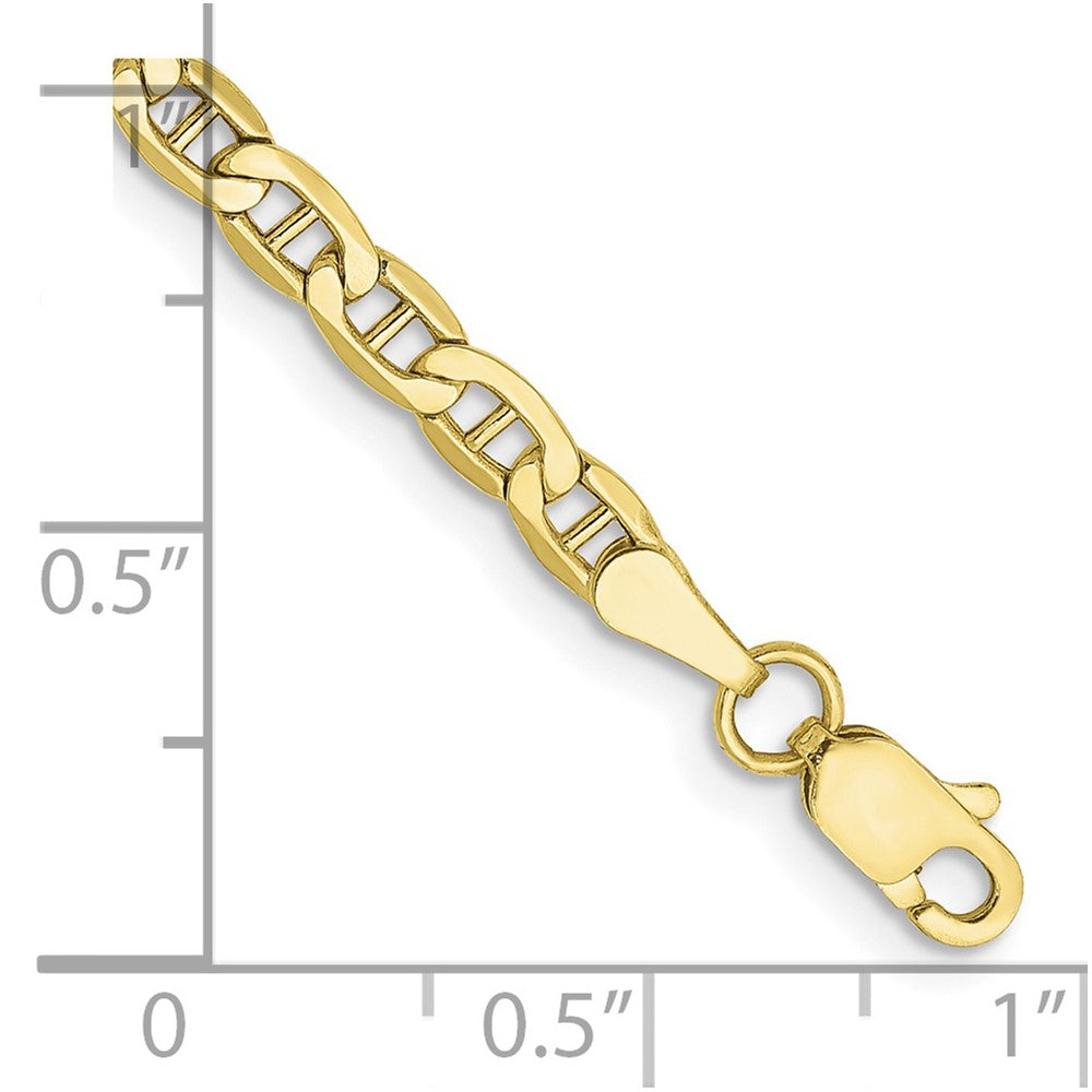 10k Yellow Gold 3.2 mm Semi-Solid Anchor Bracelet (1.66 grams)