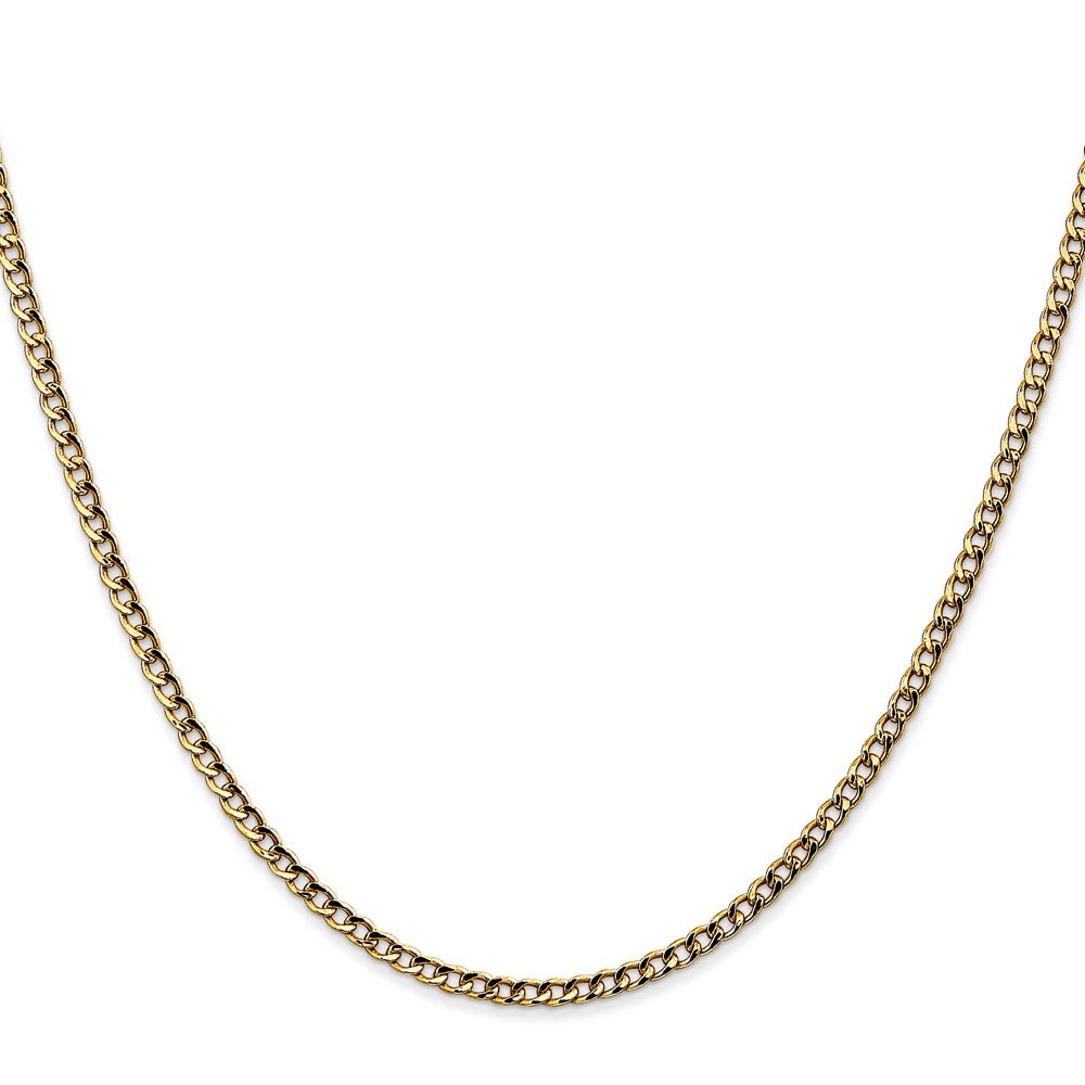 10k Yellow Gold 2.5 mm Semi-Solid Curb Link Chain