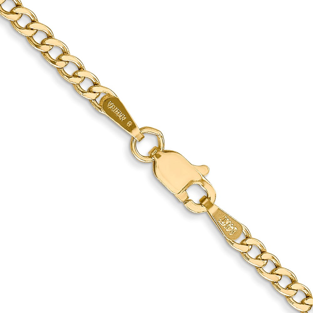 10k Yellow Gold 2.5 mm Semi-Solid Curb Link Chain (1.87 grams)