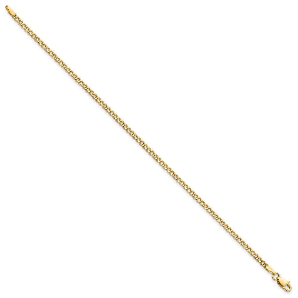 10k Yellow Gold 2.5 mm Semi-Solid Curb Link Chain Anklet (1.3 grams)