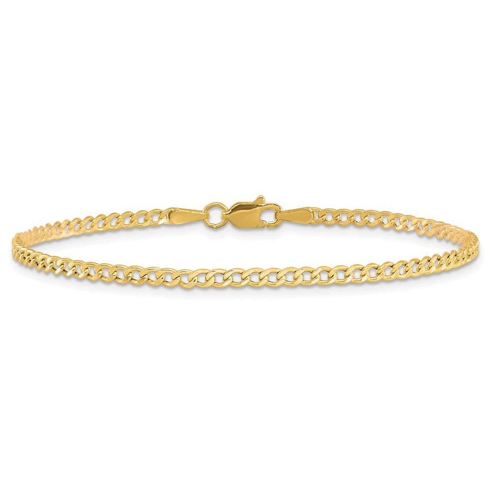 10k Yellow Gold 2.5 mm Semi-Solid Curb Link Chain Anklet (1.3 grams)