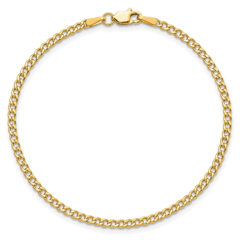 10k Yellow Gold 2.5 mm Semi-Solid Curb Link Chain Anklet (1.3 grams)