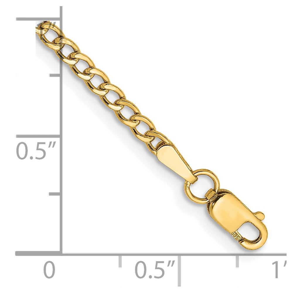 10k Yellow Gold 2.5 mm Semi-Solid Curb Link Chain Anklet (1.3 grams)