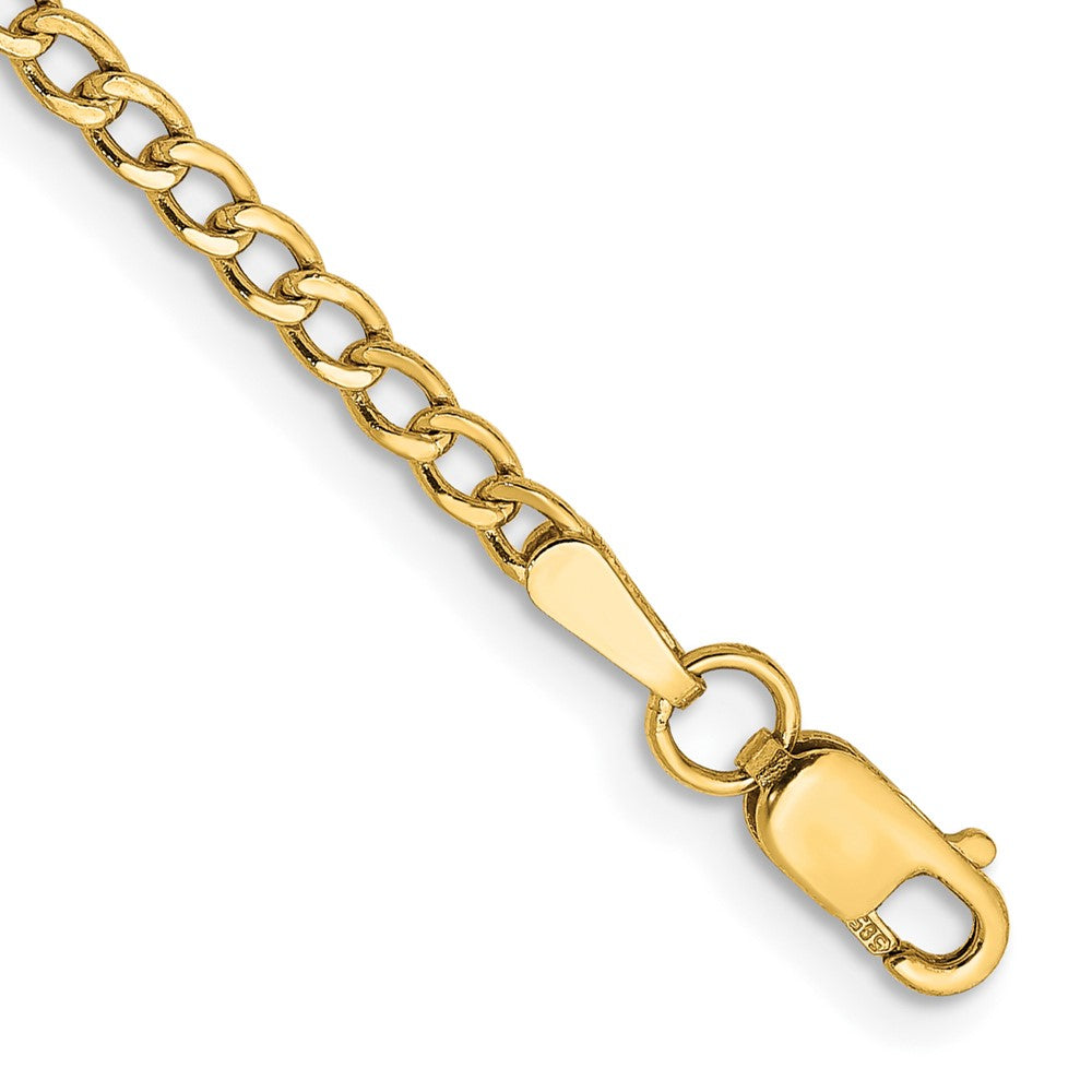 10k Yellow Gold 2.5 mm Semi-Solid Curb Link Chain Anklet (1.3 grams)