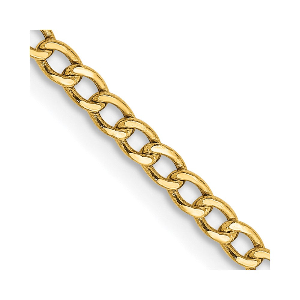 10k Yellow Gold 2.5 mm Semi-Solid Curb Link Chain