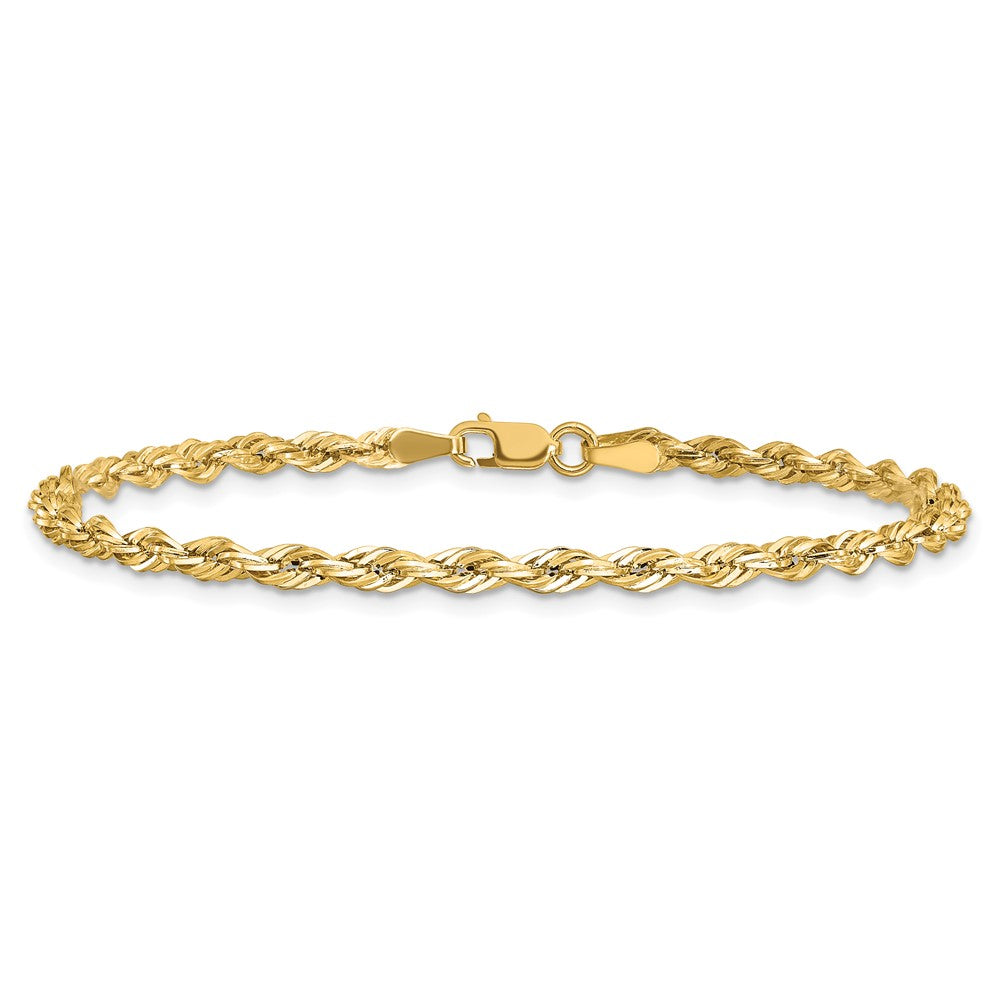 10k Yellow Gold 3 mm Semi-Solid Rope Bracelet (1.4 grams)